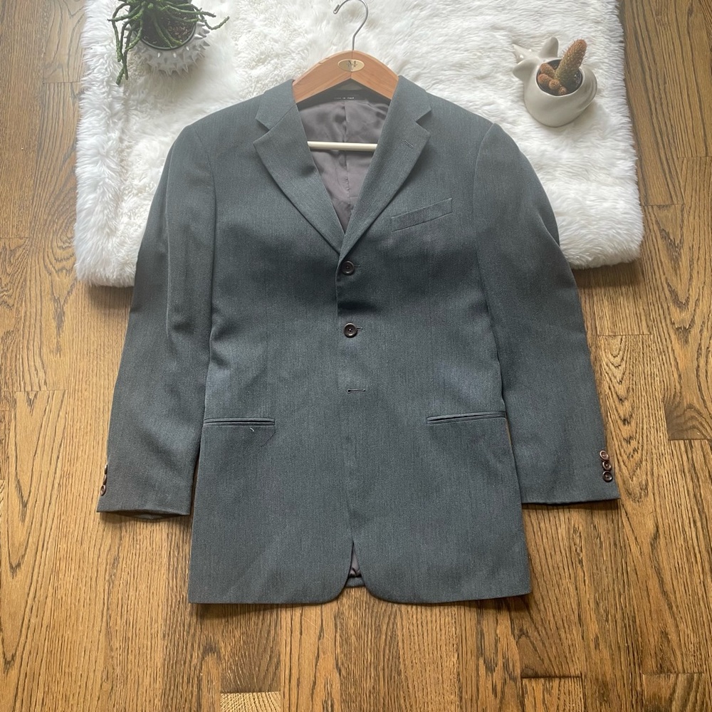 Armani Collezioni Saks Fifth Ave 3-Button Gray Wool Blend Blazer Size 42R EUC